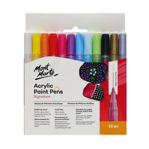 MONT MARTE ACRYLIC PAINT PENS Fine Tip 12pc